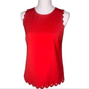 J. Crew red scalloped sleeveless top - size 0